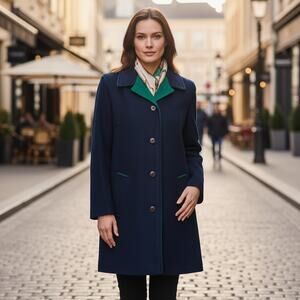 Kashmiracle 1970s Women's Navy Blue and Hunter Green Coat Jacket Size 8